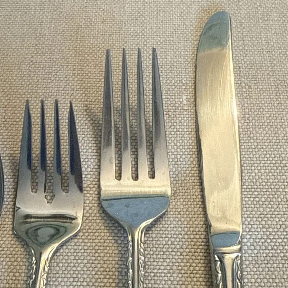Wallace “ Countess ” 18/10 Stainless Steel Flatware Set Of 5 Spoon Fork Knife
